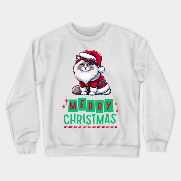 Merry Christmas Ragdoll Cat Crewneck Sweatshirt by Graceful Designs